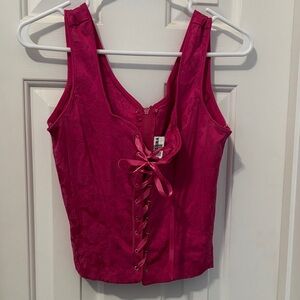 Dmvm Vintage Hot Pink Lace-Up Women's Corset